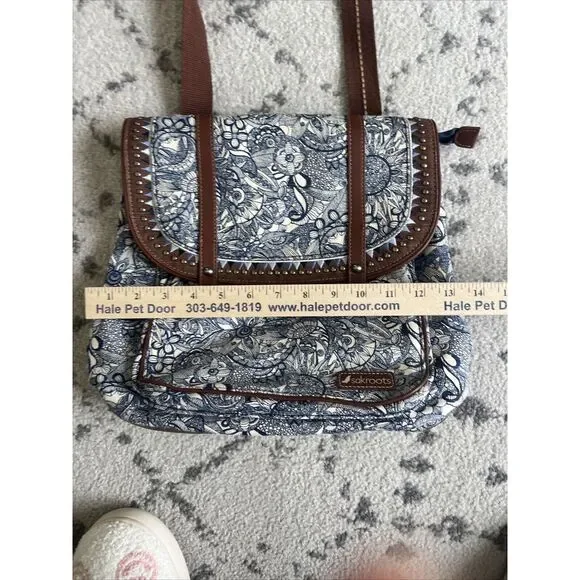 Sakroots Backpack Artist's Circle Blue Floral Embroidered Saddle Bag Purse - Picture 13 of 14